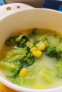 市販のコーンスープDE野菜たっぷりスープ