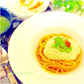 枝豆豆腐クリームの冷製パスタ♪