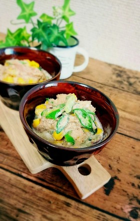 楽うまっ♪̆オクラとコーンの無限ツナマヨ