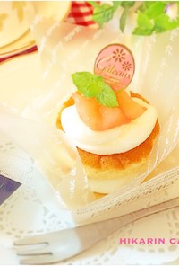 ココットde☆簡単桃のショートケーキ♪