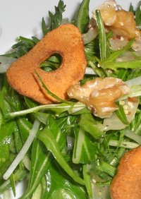 水菜と春菊のガーリックサラダ