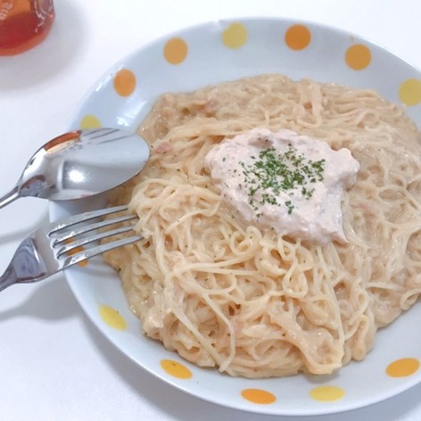 節約パスタ☆素麺のツナマヨの和風パスタ
