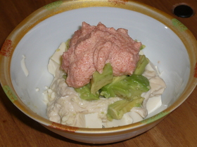 サラダ風❤アボ豆腐のたらこソースがけ
