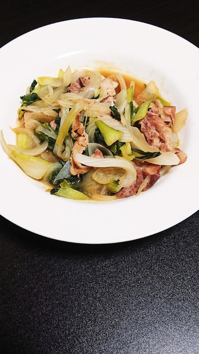 チンゲン菜と豚肉の中華炒めの写真