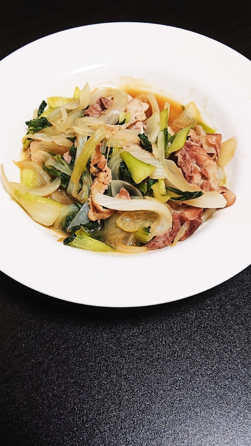チンゲン菜と豚肉の中華炒めの画像