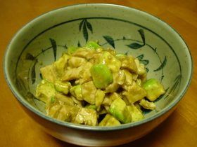 ♥蒸し鶏とアボカドのわさび醤油和え