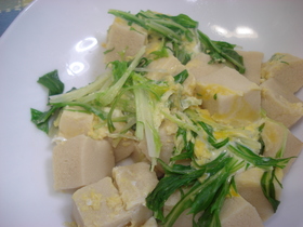 高野豆腐と水菜の卵とじ♪