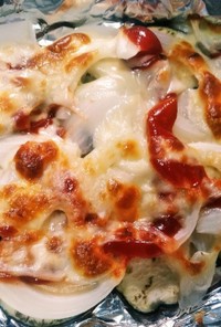 茄子と玉ねぎの簡単ピザ風チーズ焼き