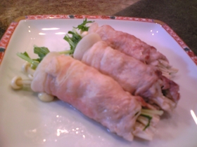 さっぱり!えのき水菜の豚肉巻き