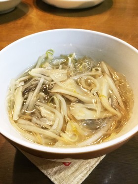 超お手軽!舞茸もやし春雨スープ