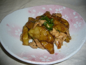 ナスと豚肉の甘辛煮