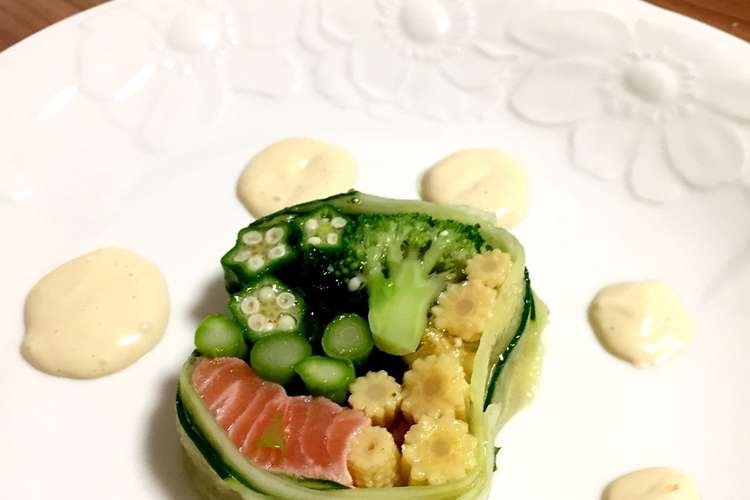 簡単 綺麗なサーモンと夏野菜のテリーヌ レシピ 作り方 By Ayu12 クックパッド 簡単おいしいみんなのレシピが365万品