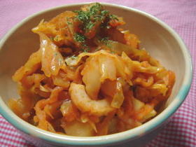 切干大根とキャベツのトマト煮