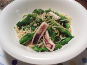 春だから♪菜の花といかのパスタ