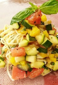 夏野菜の冷製スパゲッティー
