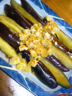 ヘルシー!レンジで蒸しなすのねぎソース
