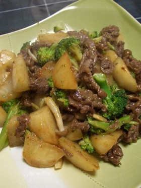 かぶと牛肉のオイスターソース炒め