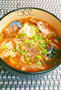 韓国風♪もやしと鯖缶の旨辛胡麻味噌スープ