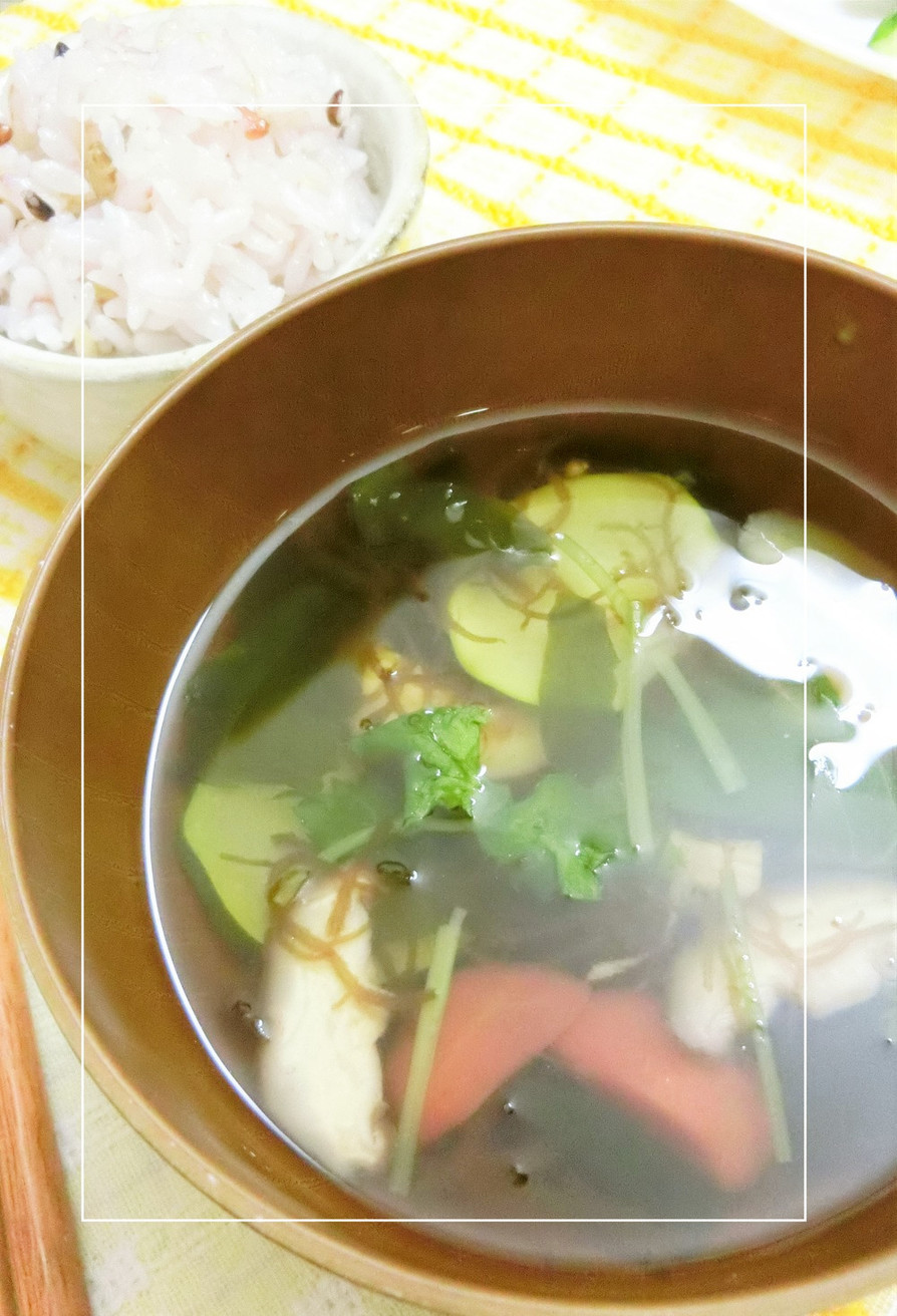 夏野菜ともずくのさっぱり和スープの画像