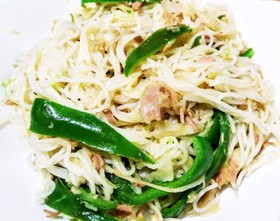 ツナ缶と野菜の簡単そうめんチャンプルー!