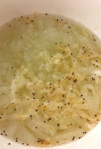 冬瓜と干しえび、レンジですり流しスープ