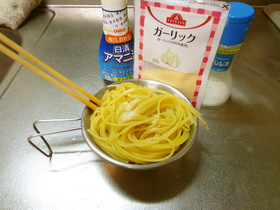 最速のアマニ油のにんにくパスタ