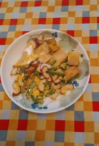 高野豆腐とゴーヤの卵とじ