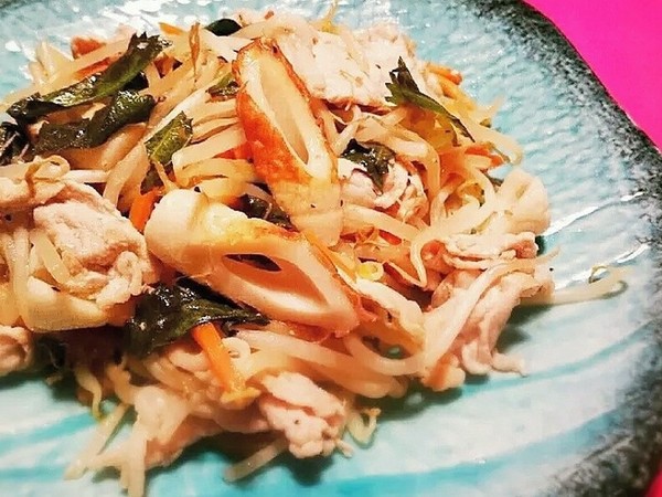 豚とちくわの大葉炒め