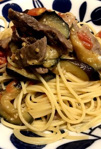 簡単！牛肉・なす・トマト♡さっぱりパスタ