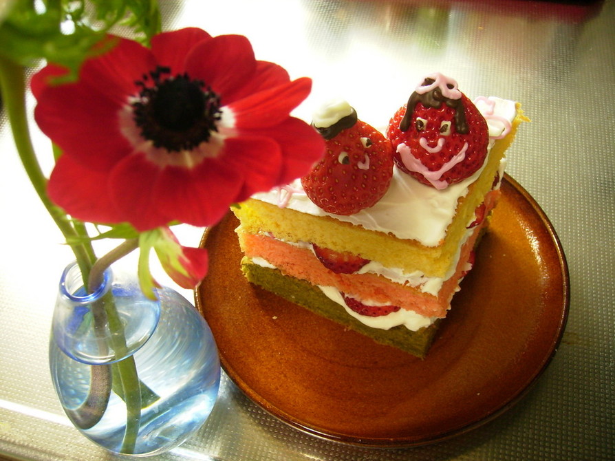 ひな祭り♡３色ケーキの画像