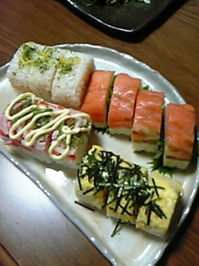 つい貯まっちゃう冷凍ご飯で☆棒寿司・4種