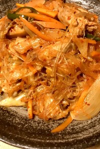 電子レンジでキムチと鶏肉でチャプチェ