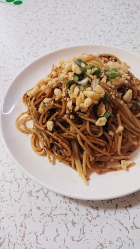 1人ランチ簡単和えるだけ海苔の佃煮パスタ
