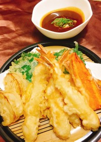 海老の天ぷらなんとカレー味の天つゆ