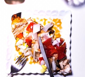 ポン酢でトマトとネギの鶏チャーシュー♪