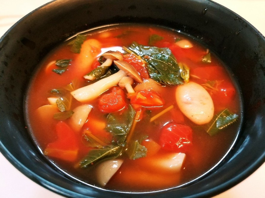 モロヘイヤのトマトスープの画像