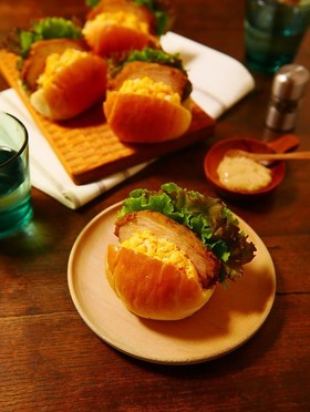 味ぽん鶏チャーシューと卵の親子ロールパン