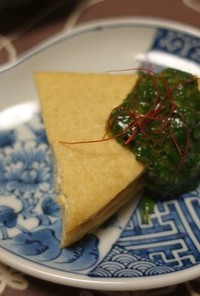 モロヘイヤの麺つゆ生姜ソース
