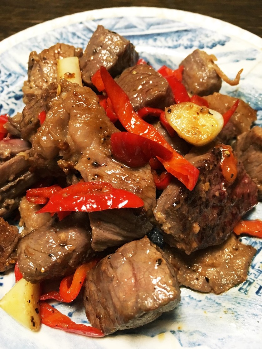 カレー用ぶつ切り牛肉で…塩麹ステーキ！ by りのりぼんりん 【クックパッド】 簡単おいしいみんなのレシピが350万品