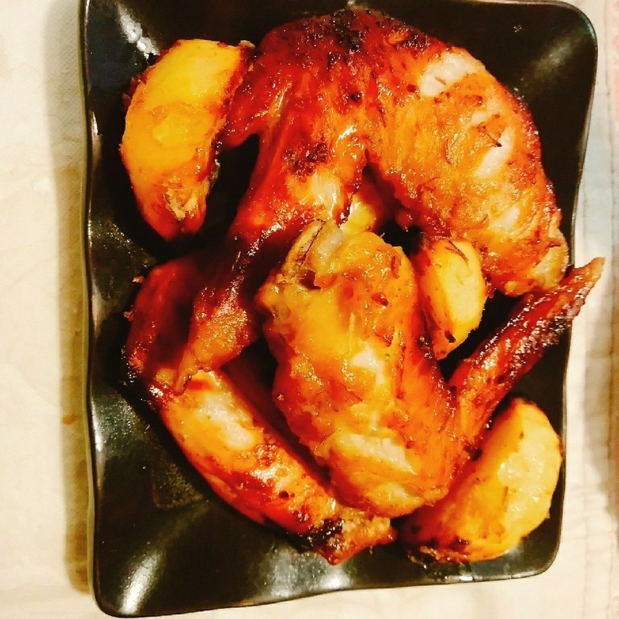 鶏手羽先とじゃが芋の柚子胡椒味噌焼きの画像