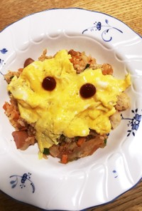 余り野菜でガテン系オムライスチャーハン