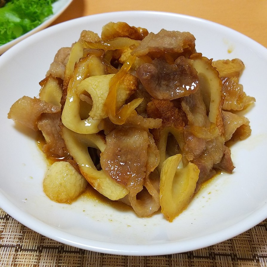 【龍愛】豚バラ肉とちくわの甘辛炒めの画像
