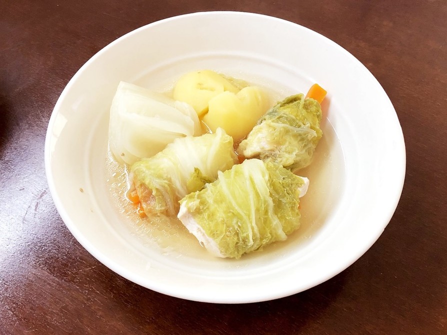 鶏むねと白菜でロールキャベツ風スープの画像