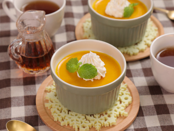 レンジで簡単♪ヘルシーかぼちゃ豆腐プリン