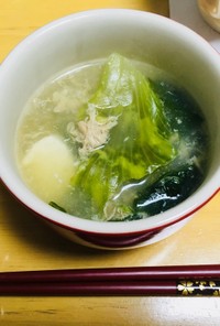 【包丁要らず】レタスと豆腐の卵スープ