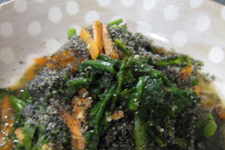 無水調理で 春菊の胡麻和え レシピ 作り方 By まんぷくまる クックパッド 簡単おいしいみんなのレシピが358万品