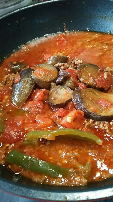 茄子と挽き肉のトマト煮の写真