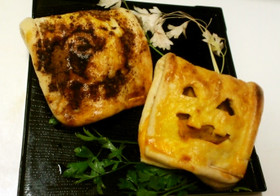 油揚げを使ってハロウィン パイ風