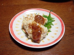とりつくねのノンオイル梅ソースがけ