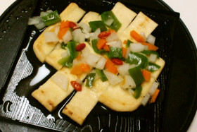油揚げのステーキ野菜スープかけ